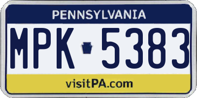 PA license plate MPK5383