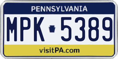 PA license plate MPK5389