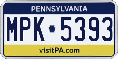 PA license plate MPK5393