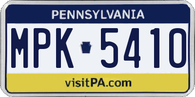 PA license plate MPK5410