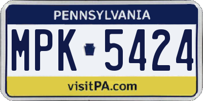 PA license plate MPK5424