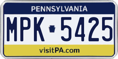 PA license plate MPK5425