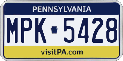 PA license plate MPK5428