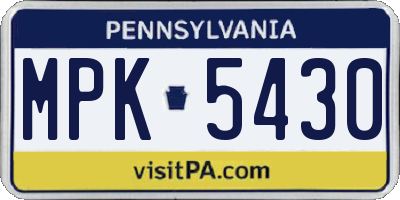 PA license plate MPK5430