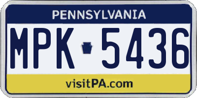 PA license plate MPK5436