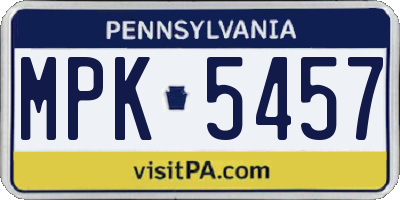 PA license plate MPK5457