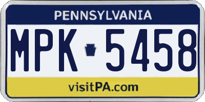 PA license plate MPK5458