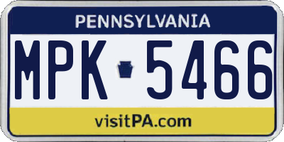 PA license plate MPK5466