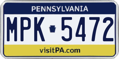 PA license plate MPK5472