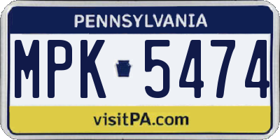 PA license plate MPK5474
