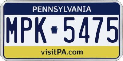 PA license plate MPK5475