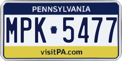 PA license plate MPK5477