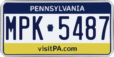 PA license plate MPK5487