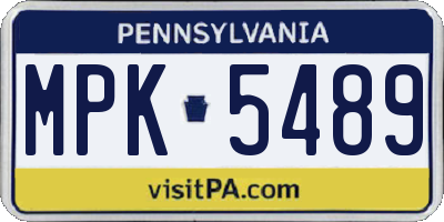 PA license plate MPK5489