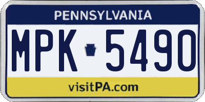 PA license plate MPK5490