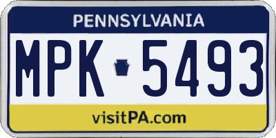 PA license plate MPK5493