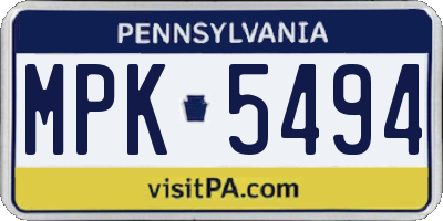 PA license plate MPK5494