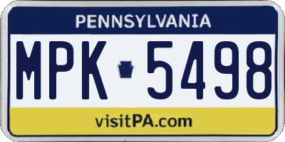 PA license plate MPK5498
