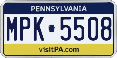 PA license plate MPK5508