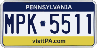 PA license plate MPK5511