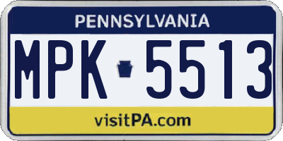 PA license plate MPK5513
