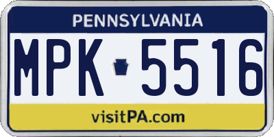 PA license plate MPK5516