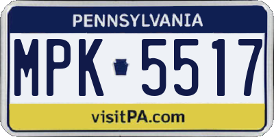 PA license plate MPK5517