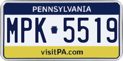 PA license plate MPK5519