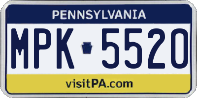 PA license plate MPK5520