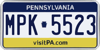 PA license plate MPK5523