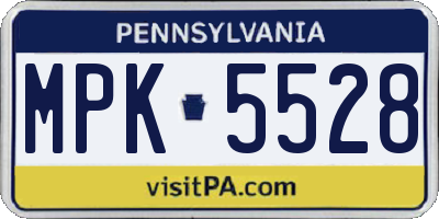 PA license plate MPK5528