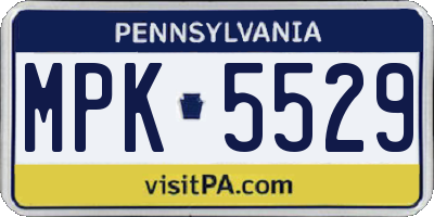 PA license plate MPK5529