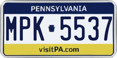 PA license plate MPK5537