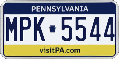 PA license plate MPK5544