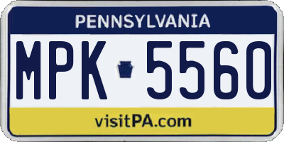 PA license plate MPK5560