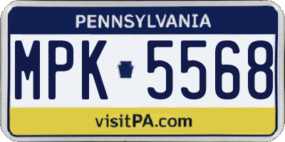 PA license plate MPK5568