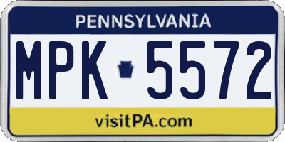 PA license plate MPK5572