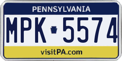 PA license plate MPK5574