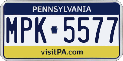PA license plate MPK5577