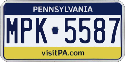 PA license plate MPK5587
