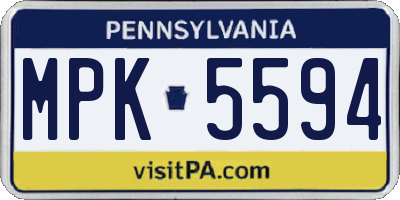PA license plate MPK5594
