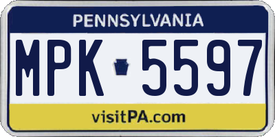 PA license plate MPK5597