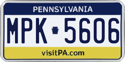 PA license plate MPK5606