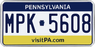PA license plate MPK5608
