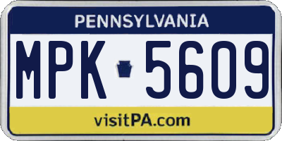 PA license plate MPK5609