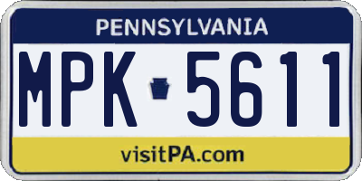 PA license plate MPK5611