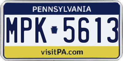 PA license plate MPK5613
