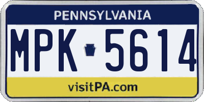 PA license plate MPK5614