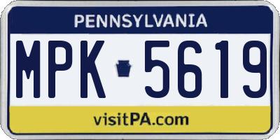 PA license plate MPK5619