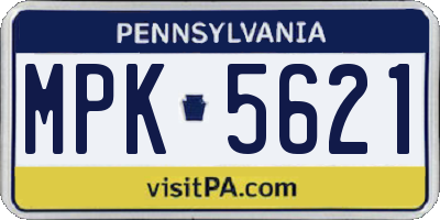 PA license plate MPK5621